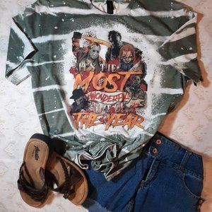 New-Large Unisex, Gildan Brand, color Heather Military Green-Bleached Tee